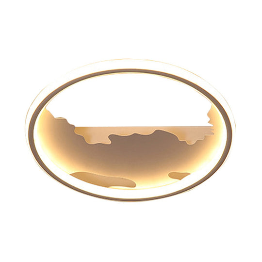 Art Deco Metal LED Round Ceiling Light - White/Warm Light - Flush Mount for Living Room - Sizes: 16.5"/20.5"/23.5