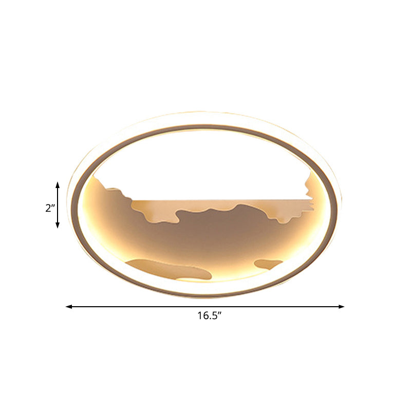 Art Deco Metal LED Round Ceiling Light - White/Warm Light - Flush Mount for Living Room - Sizes: 16.5"/20.5"/23.5