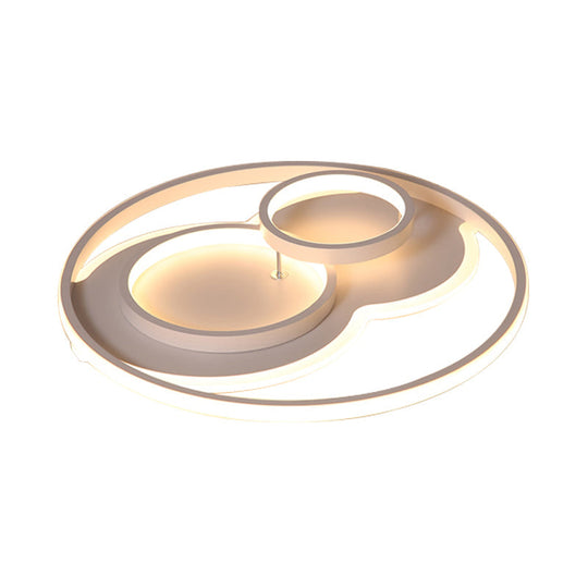 Modern LED Metal Flush Mount Ceiling Lamp in Black/White, 16"/19.5"/23.5" Wide, White/Warm Lighting