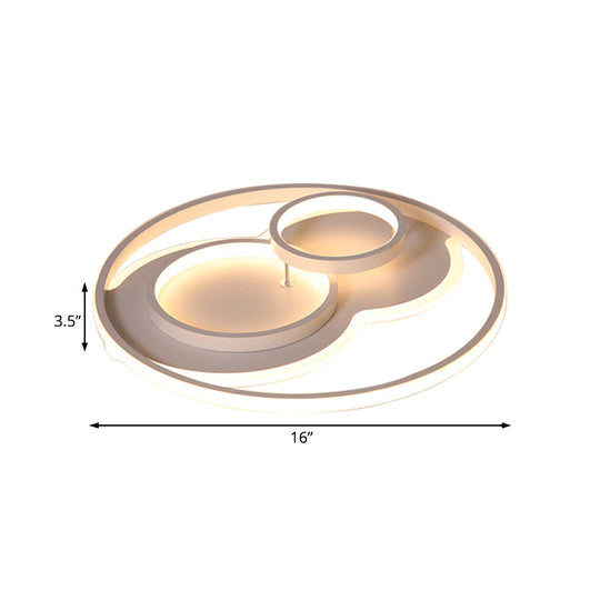 Modern Led Metal Flush Mount Ceiling Lamp In Black/White 16/19.5/23.5 Wide White/Warm Lighting