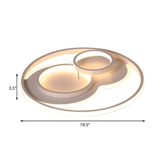 Modern LED Metal Flush Mount Ceiling Lamp in Black/White, 16"/19.5"/23.5" Wide, White/Warm Lighting