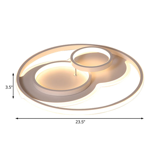 Modern LED Metal Flush Mount Ceiling Lamp in Black/White, 16"/19.5"/23.5" Wide, White/Warm Lighting