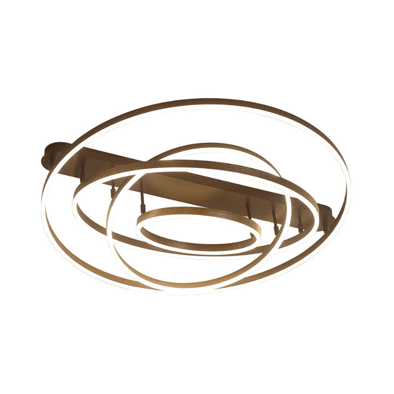 Contemporary Multi Circle Metal Flush Mount Lamp With 1/2/3 Heads, White/Warm Light