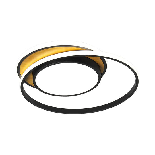 Ultra Thin Modern Metal LED Flush Ceiling Light in Black/White - White/Warm Light, 18"/21.5" Wide