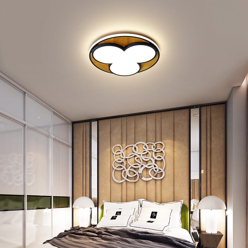 Nordic LED Flush Ceiling Light: Black/White Flower Design, 16.5"/20.5" Wide, White/Warm Light