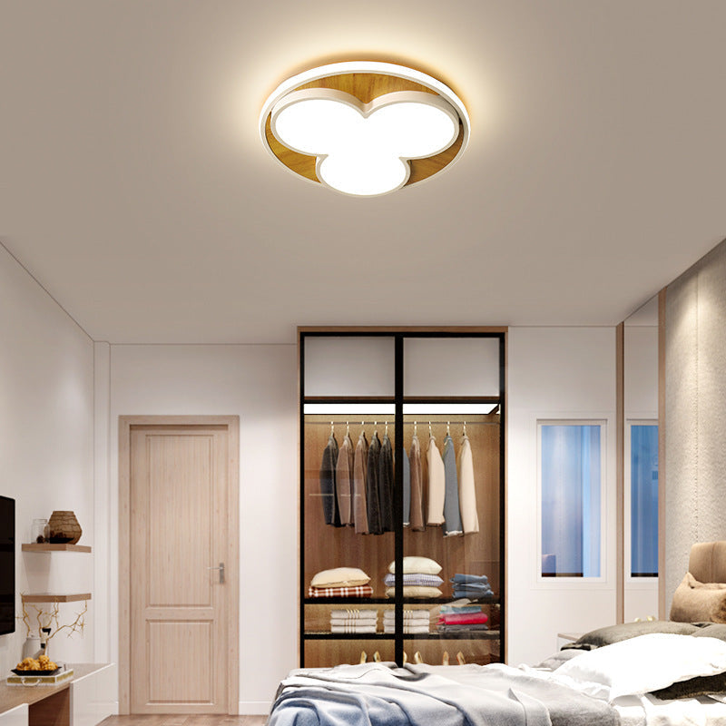 Nordic LED Flush Ceiling Light: Black/White Flower Design, 16.5"/20.5" Wide, White/Warm Light