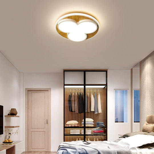 Nordic Led Flush Ceiling Light: Black/White Flower Design 16.5/20.5 Wide White/Warm Light White /