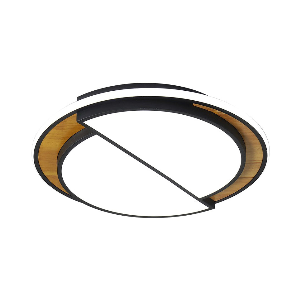 Modern LED Flush Mount Light in Black/White with White/Warm Glow, 16.5"/20.5" Wide