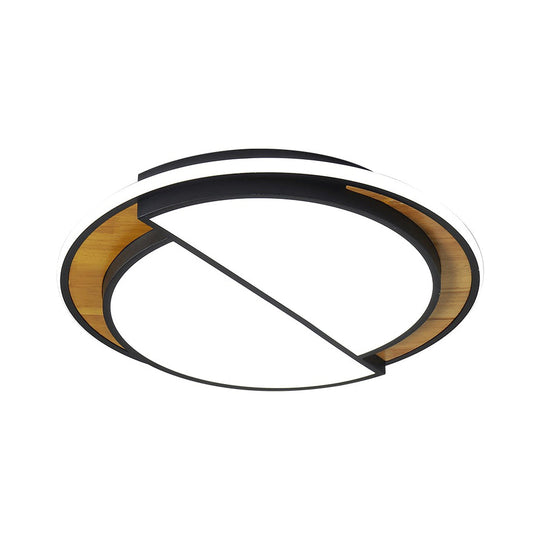 Modern LED Flush Mount Light in Black/White with White/Warm Glow, 16.5"/20.5" Wide