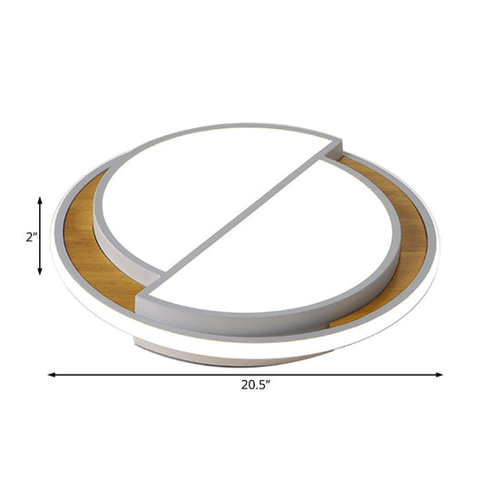 Modern LED Flush Mount Light in Black/White with White/Warm Glow, 16.5"/20.5" Wide