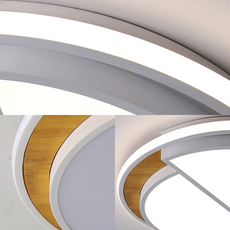 Modern LED Flush Mount Light in Black/White with White/Warm Glow, 16.5"/20.5" Wide