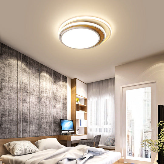 Modern Led Metal Flush Ceiling Light In Black/White 16.5/20.5 Wide White/Warm White / 16.5 Warm