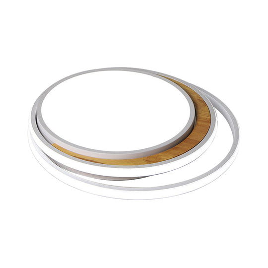 Modern LED Metal Flush Ceiling Light in Black/White, 16.5"/20.5" Wide, White/Warm Light