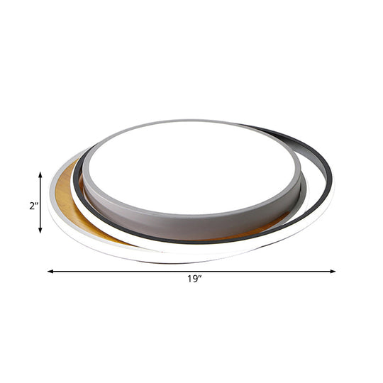 Modern Metal LED Flush Mount Ceiling Light in Black/White - White/Warm Light, 19"/23" Wide