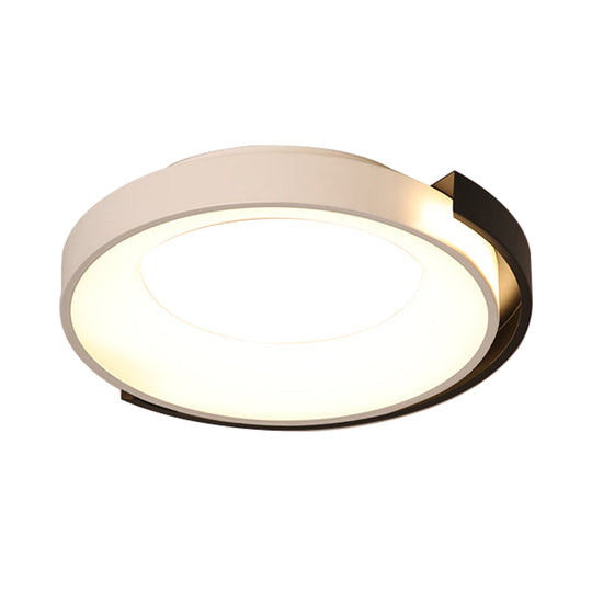 Modern Metal LED Flush Mount Ceiling Light with Frosted Diffuser - White/Warm Light