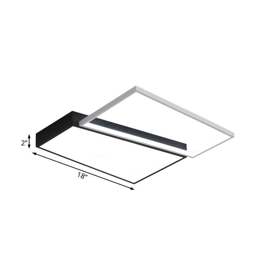 Sleek Trapezoid Flush Mount LED Metal Ceiling Light in White/Warm Light - 18"/21.5" Wide
