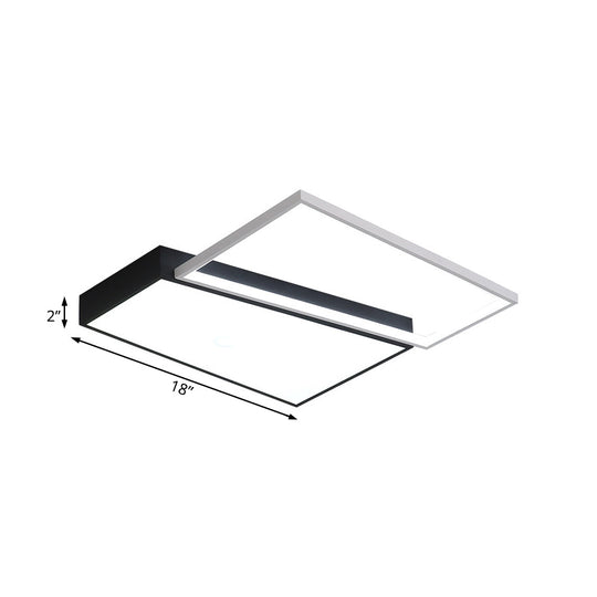 Sleek Trapezoid Flush Mount LED Metal Ceiling Light in White/Warm Light - 18"/21.5" Wide
