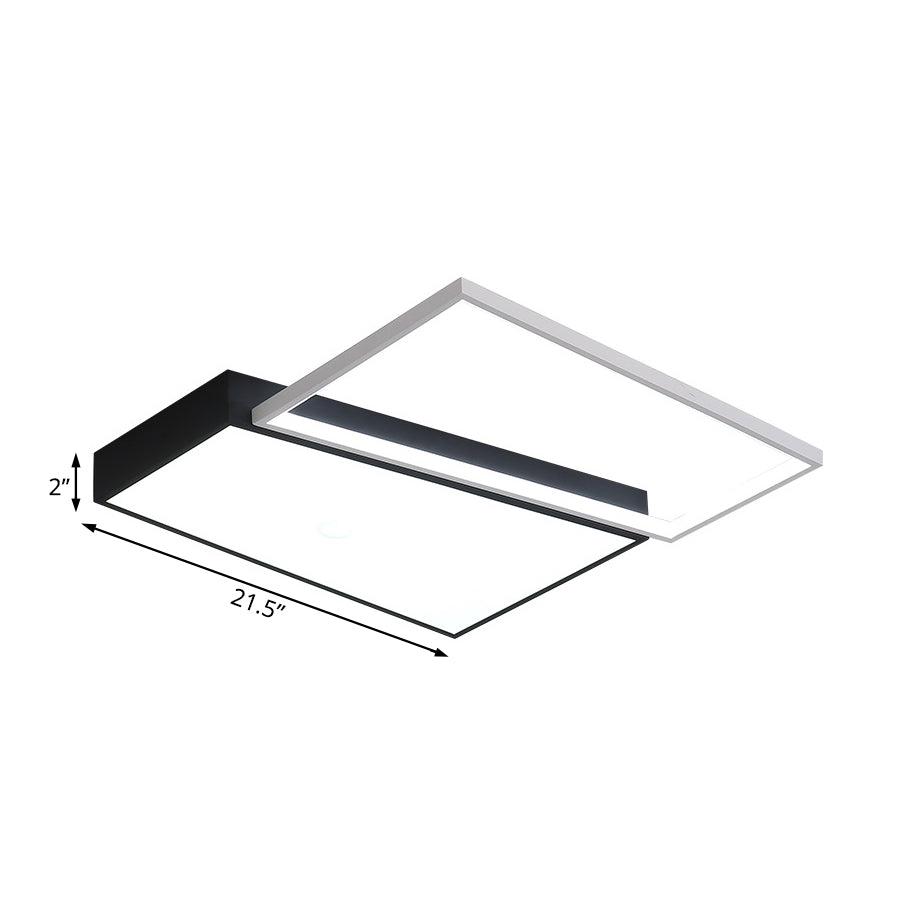 Sleek Trapezoid Flush Mount LED Metal Ceiling Light in White/Warm Light - 18"/21.5" Wide