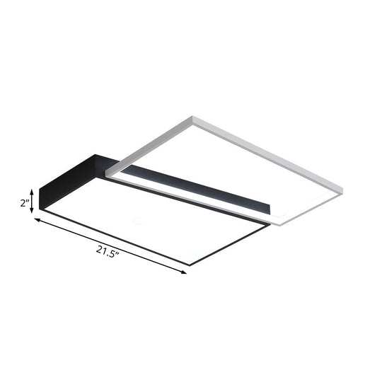 Sleek Trapezoid Flush Mount LED Metal Ceiling Light in White/Warm Light - 18"/21.5" Wide