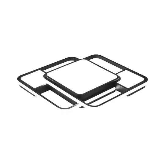 Modern LED Metal Flush Mount Ceiling Light with Frosted White Diffuser - White/Warm Light, 16.5"/20.5" Wide