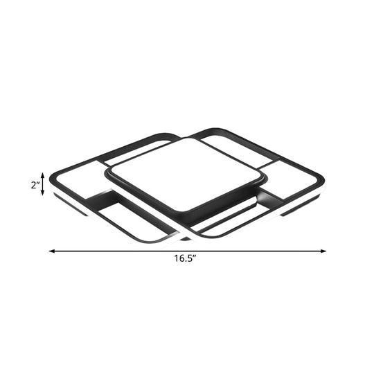 Modern LED Metal Flush Mount Ceiling Light with Frosted White Diffuser - White/Warm Light, 16.5"/20.5" Wide