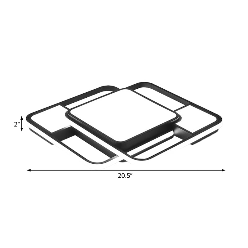 Modern Led Metal Flush Mount Ceiling Light With Frosted White Diffuser - White/Warm 16.5/20.5 Wide