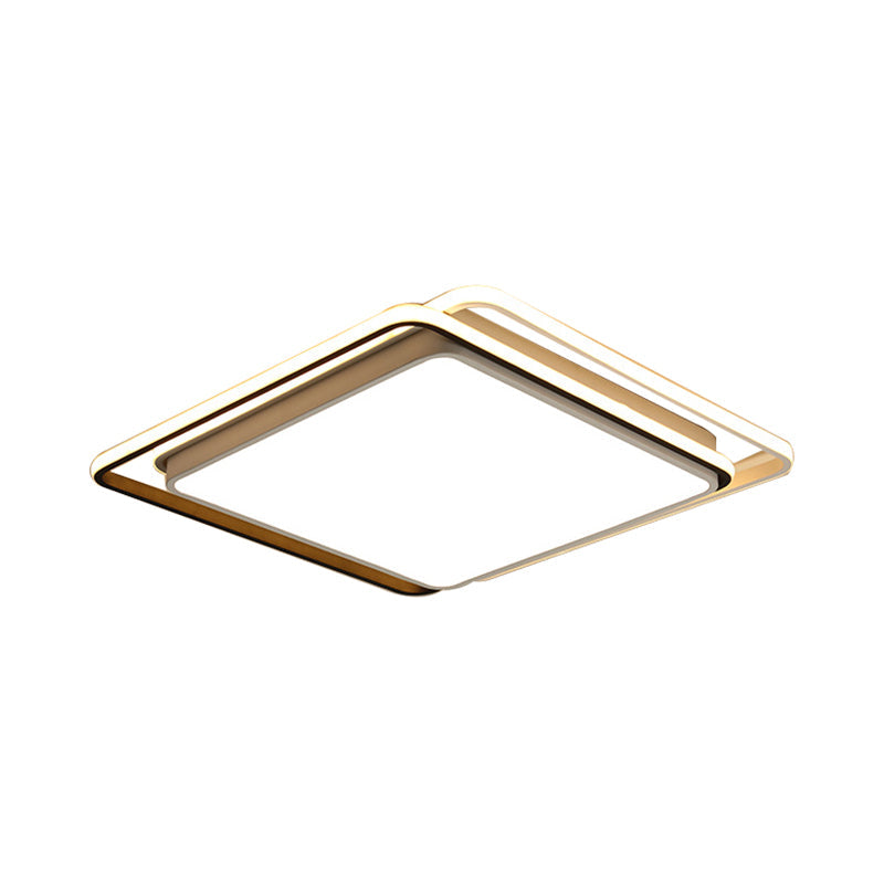 Square Ceiling Mount LED Lamp: Minimalist Metal Flush Light for Living Room in White/Warm Light - 15"/19" Wide