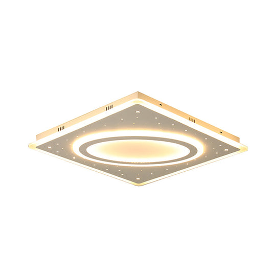 LED Square Flush Mount Ceiling Light in White/Warm with Metal Frame, 21.5"/23.5" Wide