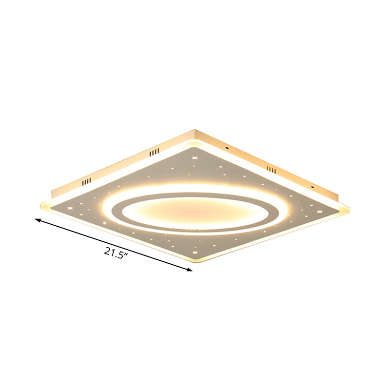 LED Square Flush Mount Ceiling Light in White/Warm with Metal Frame, 21.5"/23.5" Wide