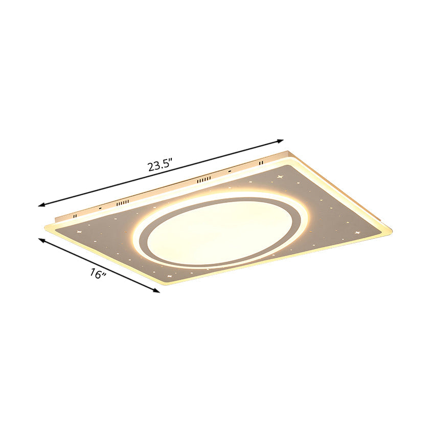 LED Square Flush Mount Ceiling Light in White/Warm with Metal Frame, 21.5"/23.5" Wide