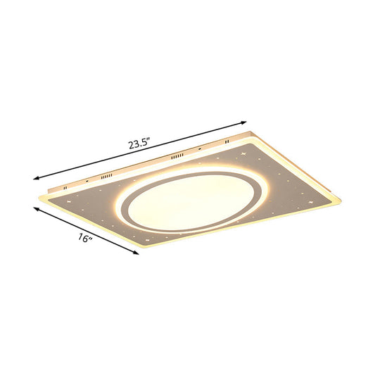 LED Square Flush Mount Ceiling Light in White/Warm with Metal Frame, 21.5"/23.5" Wide