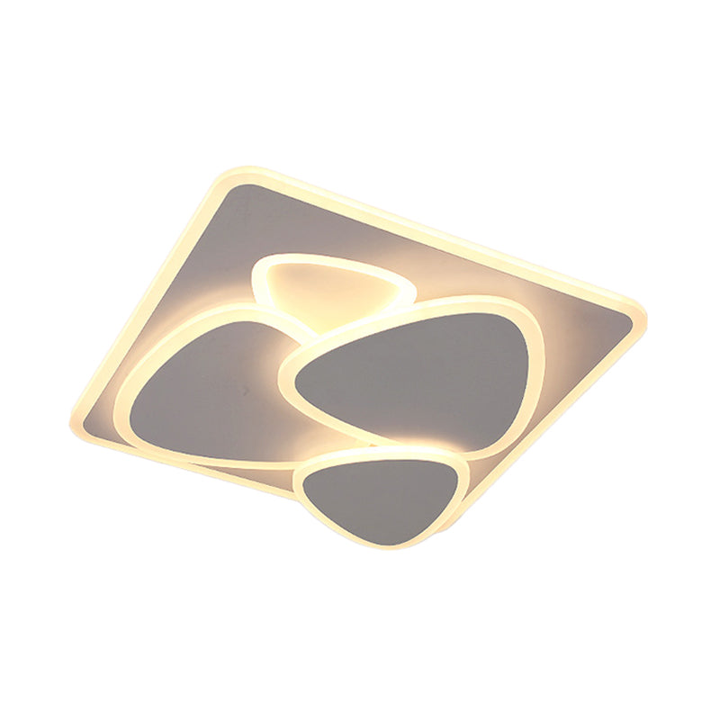 Modern Grey Flush Mount LED Ceiling Light with Overlapping Design in White/Warm Light - 19.5"/38" Wide