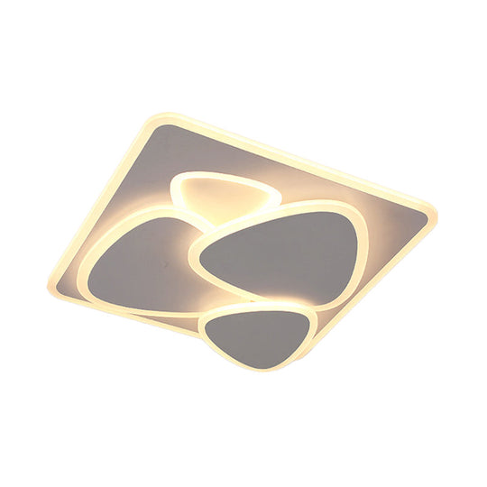 Modern Grey Flush Mount LED Ceiling Light with Overlapping Design in White/Warm Light - 19.5"/38" Wide