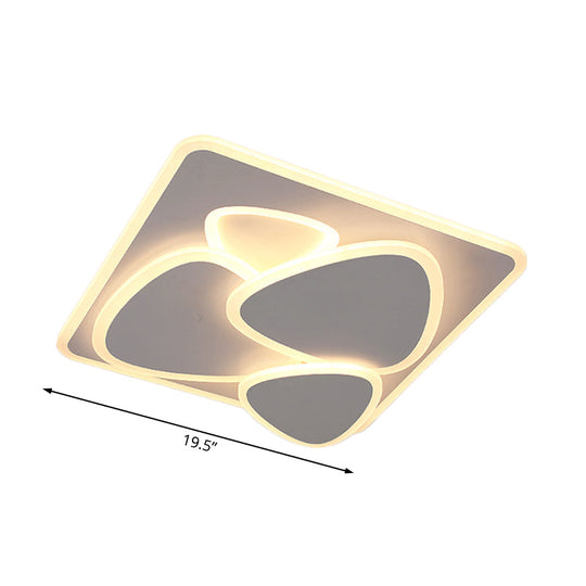 Modern Grey Flush Mount LED Ceiling Light with Overlapping Design in White/Warm Light - 19.5"/38" Wide