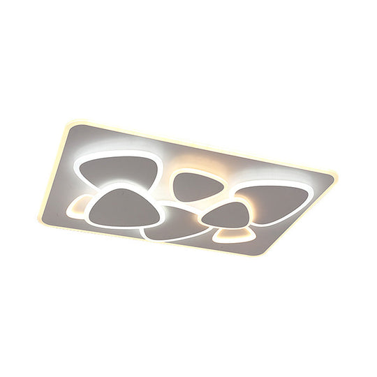 Modern Grey Flush Mount LED Ceiling Light with Overlapping Design in White/Warm Light - 19.5"/38" Wide