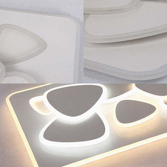 Modern Grey Flush Mount LED Ceiling Light with Overlapping Design in White/Warm Light - 19.5"/38" Wide