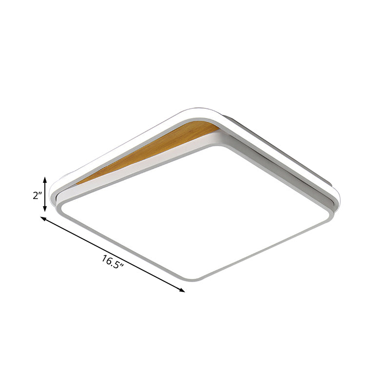 Modern LED Flush Mount Lighting Fixture - Brick Metal Design in White/Black, Available in White or Warm Light, 16.5"/20.5" Wide