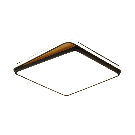 Modern LED Flush Mount Lighting Fixture - Brick Metal Design in White/Black, Available in White or Warm Light, 16.5"/20.5" Wide