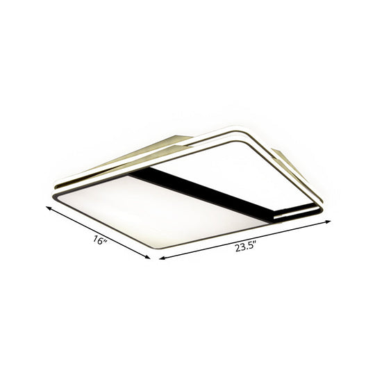 Modern Splicing Trapezoid Flush Ceiling Light - Metal LED Fixture in White/Warm Light, 23.5"/35.5" Wide
