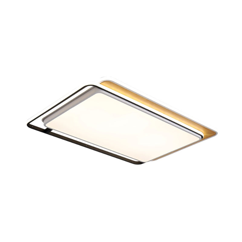 Modern LED Flush Mount Light Fixture: Black Rectangular Design, Close to Ceiling Lamp in White/Warm Light