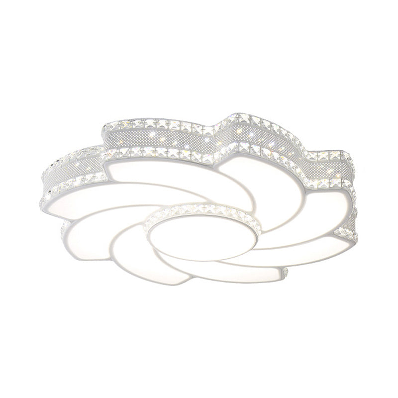 Modern LED Flower Metal Flush Ceiling Light Fixture, White/Warm Light, 19"/23.5" Wide