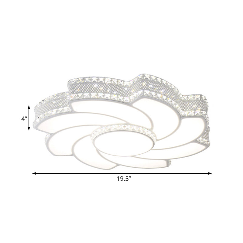 Modern LED Flower Metal Flush Ceiling Light Fixture, White/Warm Light, 19"/23.5" Wide