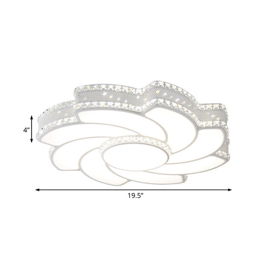 Modern LED Flower Metal Flush Ceiling Light Fixture, White/Warm Light, 19"/23.5" Wide