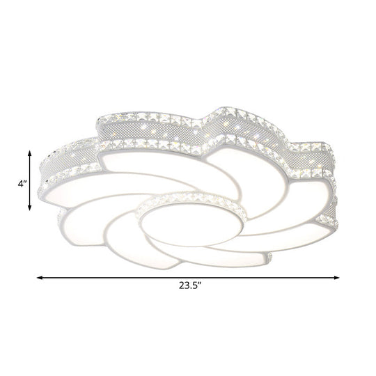 Modern LED Flower Metal Flush Ceiling Light Fixture, White/Warm Light, 19"/23.5" Wide