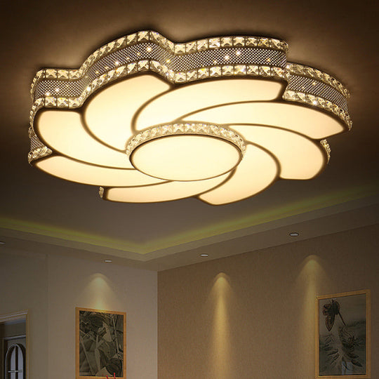 Modern Led Flower Metal Flush Ceiling Light Fixture White/Warm 19/23.5 Wide White / 23.5 Warm