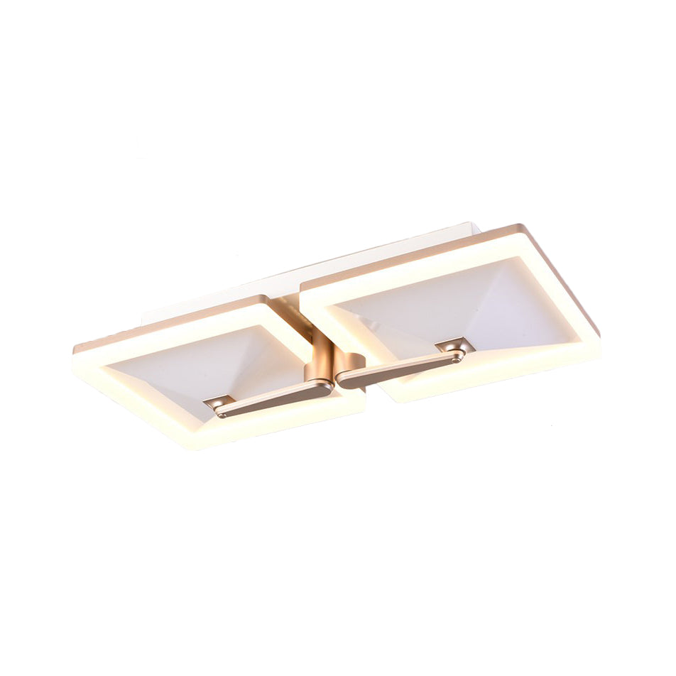 Minimalist Metal LED Ceiling Light Fixture with Splicing Square Design - 2/4/6 Heads, Third Gear White Lamp