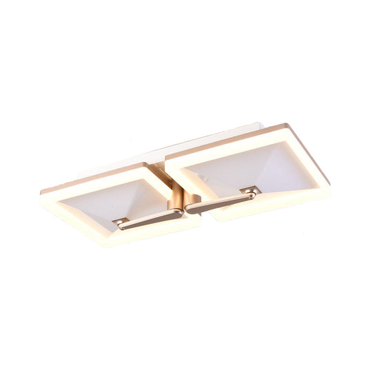 Minimalist Metal LED Ceiling Light Fixture with Splicing Square Design - 2/4/6 Heads, Third Gear White Lamp