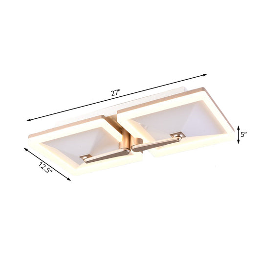 Minimalist Metal LED Ceiling Light Fixture with Splicing Square Design - 2/4/6 Heads, Third Gear White Lamp