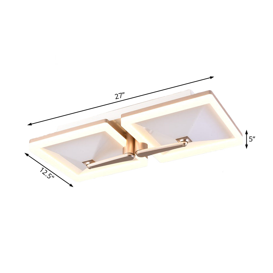 Minimalist Metal Led Ceiling Light Fixture With Splicing Square Design - 2/4/6 Heads Third Gear