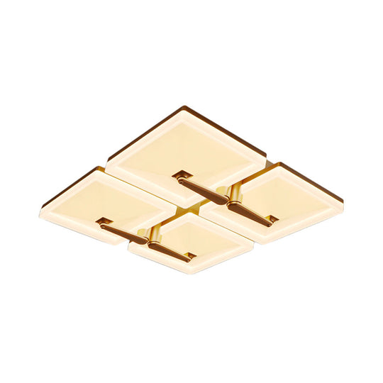 Minimalist Metal Led Ceiling Light Fixture With Splicing Square Design - 2/4/6 Heads Third Gear